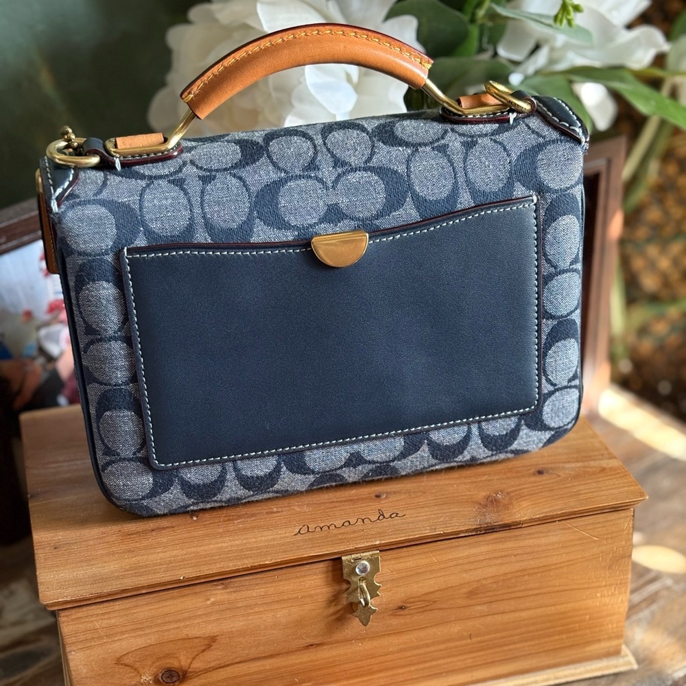 Coach Riley Top Handle 22 in Signature Chambray - Picture 3 of 6